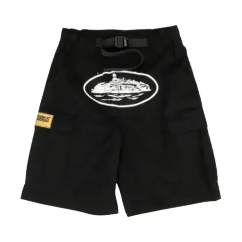 Black Corteiz Alcatraz Cargo Shorts Man